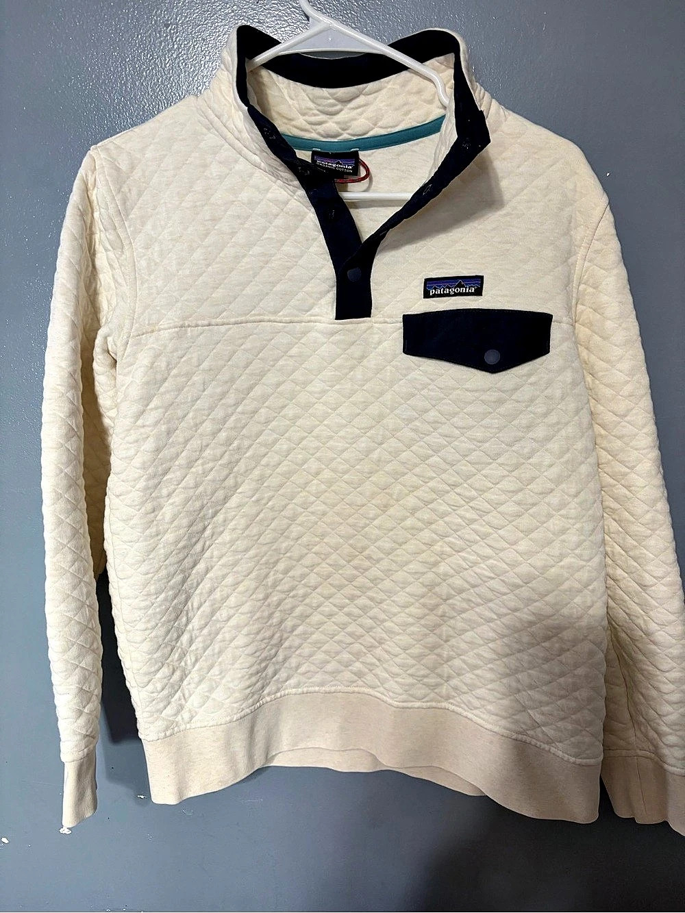 Patagonia Organic Cotton Quilt Snap-T Pullover Cream Small